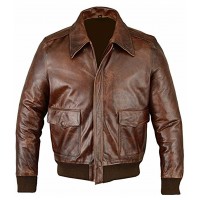 A2 Air Force Distressed Brown Real Leather Bomber Flight Jacket